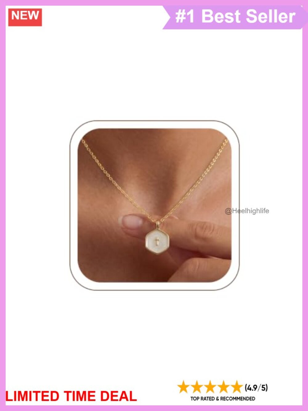 14K Gold Plated Cross Necklace White Enamel Pendant Cable Chain Lobster Clasp